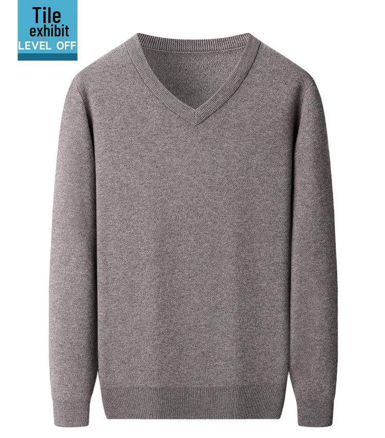 Men's V-Neck 100% Cashmere Sweater - Luxurious, Warm & Thick Knit for Autumn/Winter