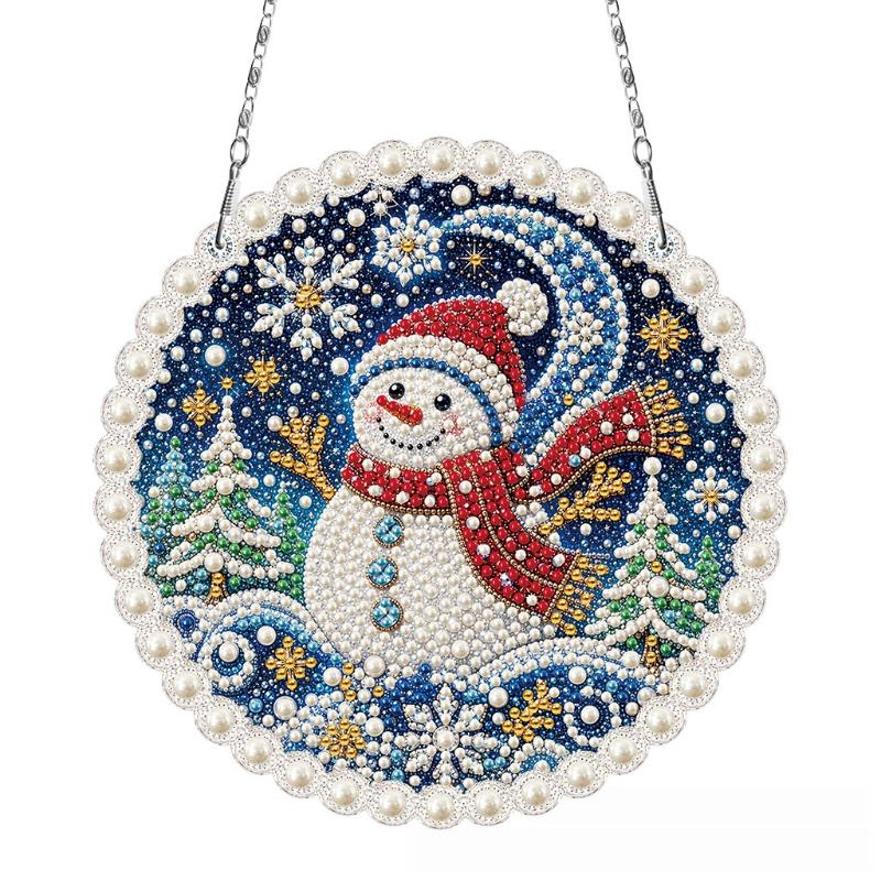 Acrylic Rhinestone Pendant Christmas Craft Set Single Sided Drill Hanging Decor Kit Diy Festival Gifts