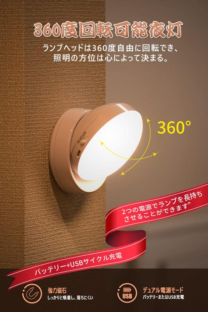 Lavancia LED Sensor Light, Night Light, Footlight, Motion Sensor, Magnetic and Stick-on, USB Rechargeable, Energy-Saving, No Wiring Required,