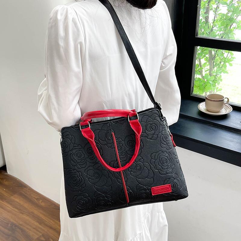 Handbag Outdoor Crossbody Large Capacity Viral Same Style Embossed Shoulder Bag Women Bag PU Soft Leather Texture