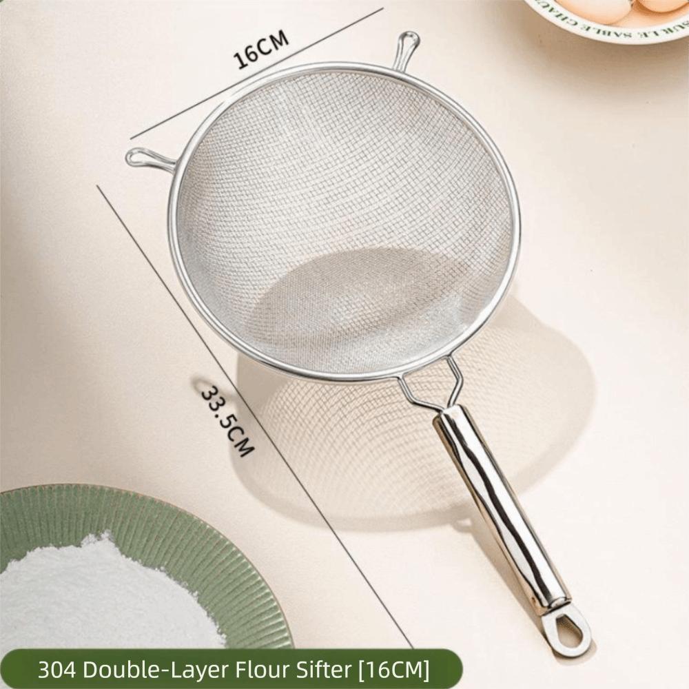 

Double Fine Mesh Food Strainer Colander 12 14 16cm Fine Mesh Strainer Food Sifters for Kitchen 16cm