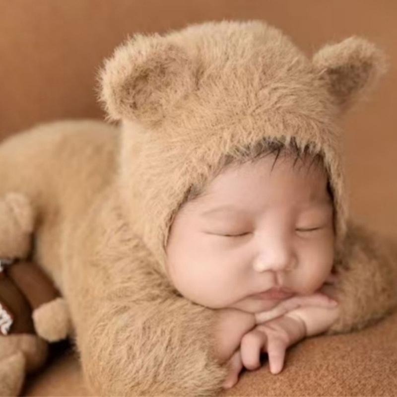 Baby Photography Props Bear Shape Outfit and Hat Set Boy Girl Outfit Photo Shoot Clothes Baby Costume Clothing