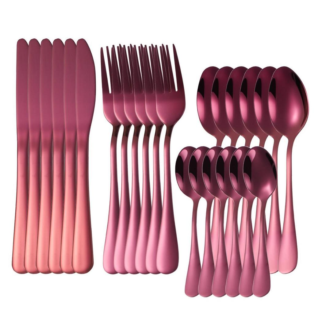1010 Stainless Steel Western Cutlery Set: Thickened Knife, Fork, Spoon for Hotel & Home, Available In 4 or 24 Pieces
