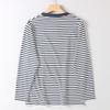Men's Loose Casual Round-Neck Long-Sleeve T-Shirt Made of 100% Cotton, Washed, Double-Sided, Yarn-Dyed Striped Sailor Shirt, Suitable as a Base Layer