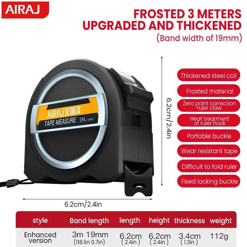 

Рулетка AIRAJ 3/5/7,5 м из высокоуглеродистой стали с утолщенным матовым покрытием, устойчивым к падениям, высокоточные портативные ручные измерительные инструменты