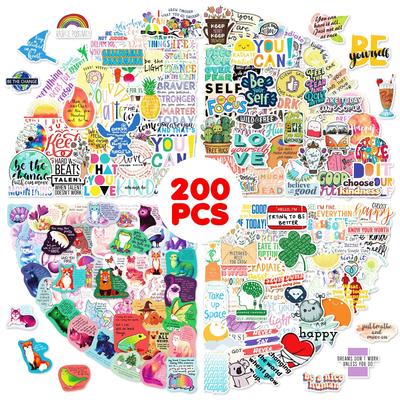 200 Ins Small Fresh English Text Stickers, Skateboard Guitar Suitcase Waterproof Inspirational Stickers