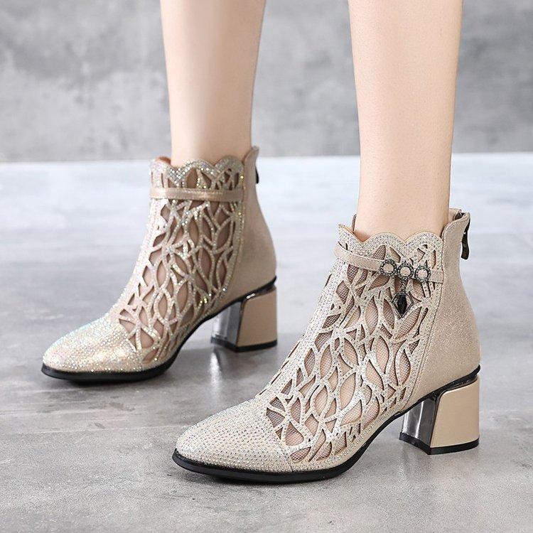 Sandalias de malla puntiaguda de mujer Botas De tacón grueso Moda Zapatos  de vestir de metal comprar a buen precio — entrega gratuita, reseñas reales  con fotos — Joom