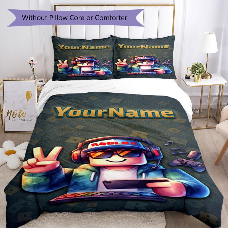 Roblox 261 Customize Your Name Bedding Set Breathable Duvet Cover with Pillowcases Home Decoration Birthday Gift