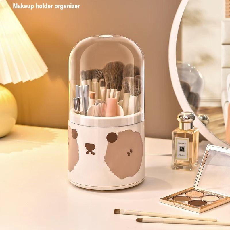 

Вращающийся на 360° держатель кистей для макияжа с крышкой, роскошная настольная косметика, органайзер для макияжа, держатель для губной помады, карандаша для хранения теней для век
