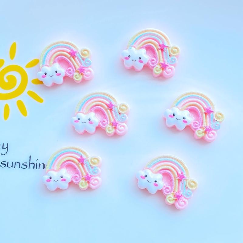20Pcs New Cute Mini 16*21mm Rainbow Series Flat Back Resin Cabochons Scrapbooking DIY Jewelry Craft Decoration Accessorie