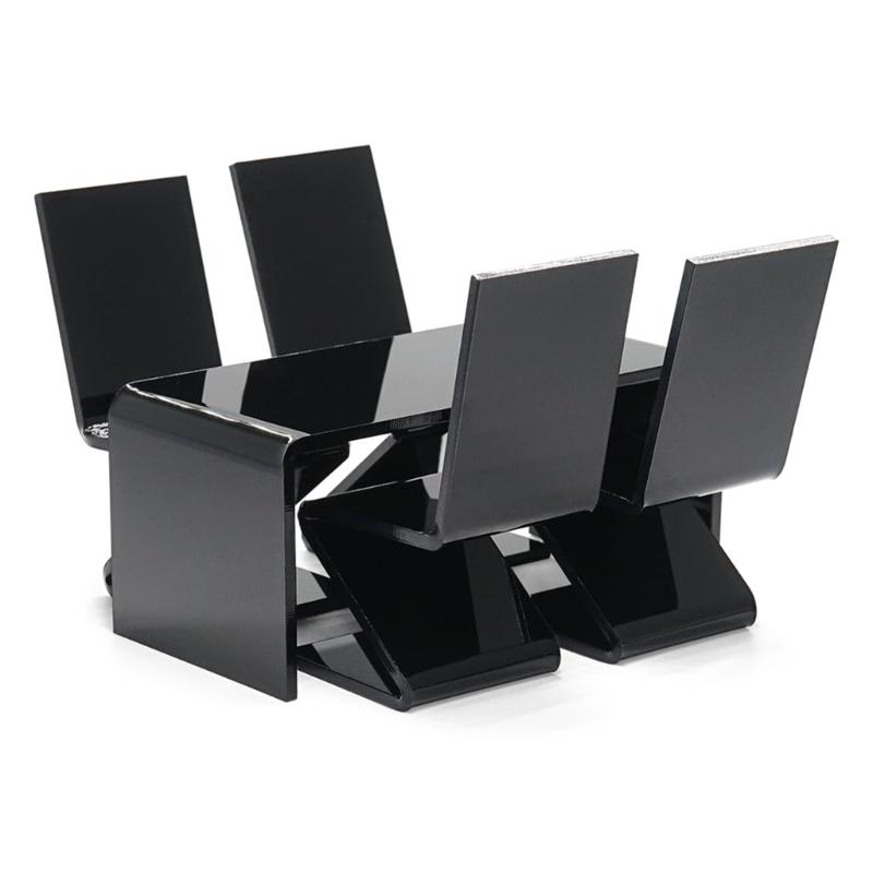 

5pcs Dollhouses Furniture Set 1/12 Scale Acrylic Table with Chairs Set for Office and School Use Dollhouses Display Set 1