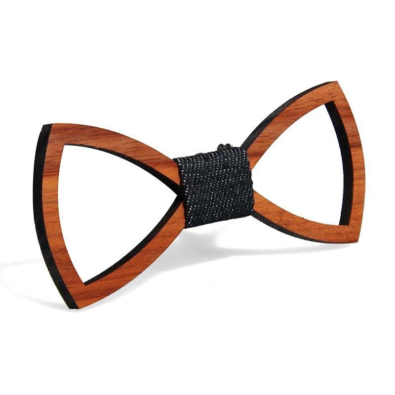 Minimalist Wooden Bow Tie For Men With Geometric Pattern And Sustainable Craftsmanship For Wedding Gifting