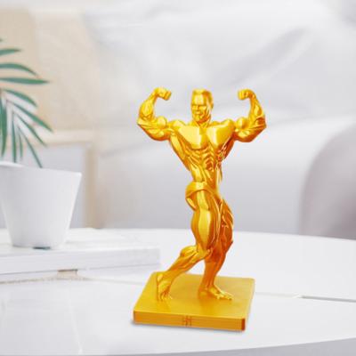 3D-gedruckte Muskelmann-Figur Lustige goldene Bodybuilding-Mann-Figur Sammlerstück Muskulöse männliche Schreibtischskulptur für Fitness-Männer