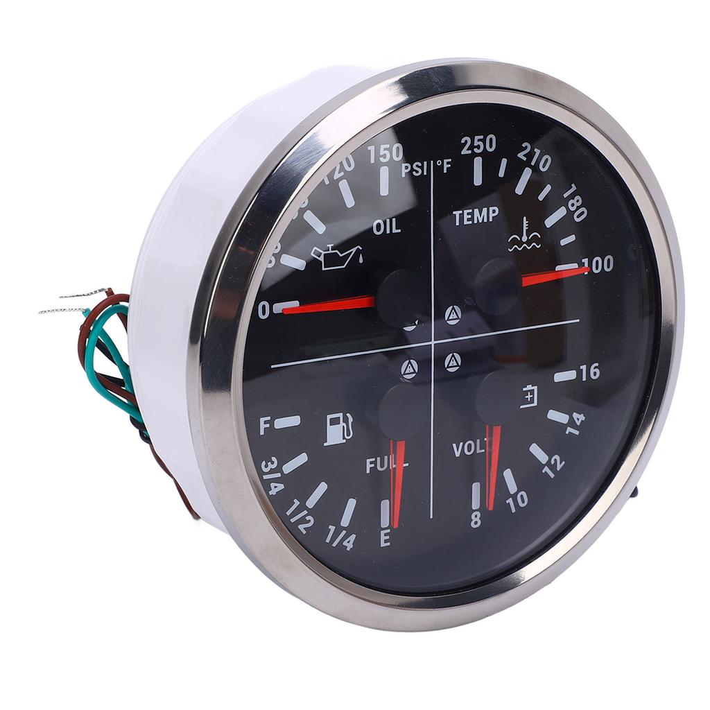 110mm 4 3 8in 4 in 1 Multifunction Gauge DC 12V 0 150PSI Oil Pressure Fuel Level 100 250 Fahrenheit  Water Temp 8 16V