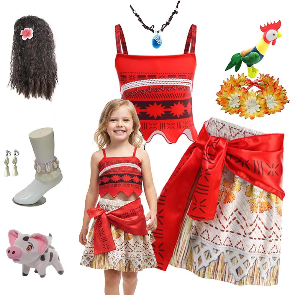 Nyeste Film Prinsesse Moana 2 Kjole Piger Cosplay Vaiana Karneval Fest Hav Eventyr Kostume Børn Festtøj Outfit