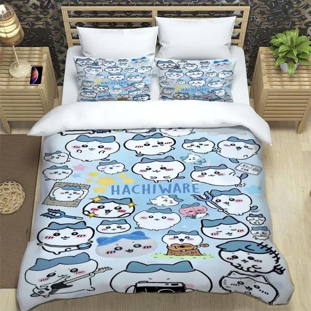 Cartoon Chiikawa Pattern Quilt Cover With Pillowcases 3D Digital Printed Bedding Set Twin Full Queen King Christmas Gift