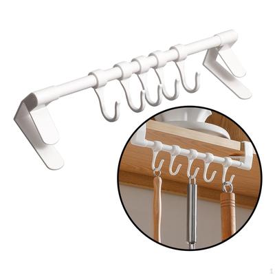 Over The Cabinet Door Towel Bar with Hooks, Multipurpose No Drill Rack Hanging Utensils Tea