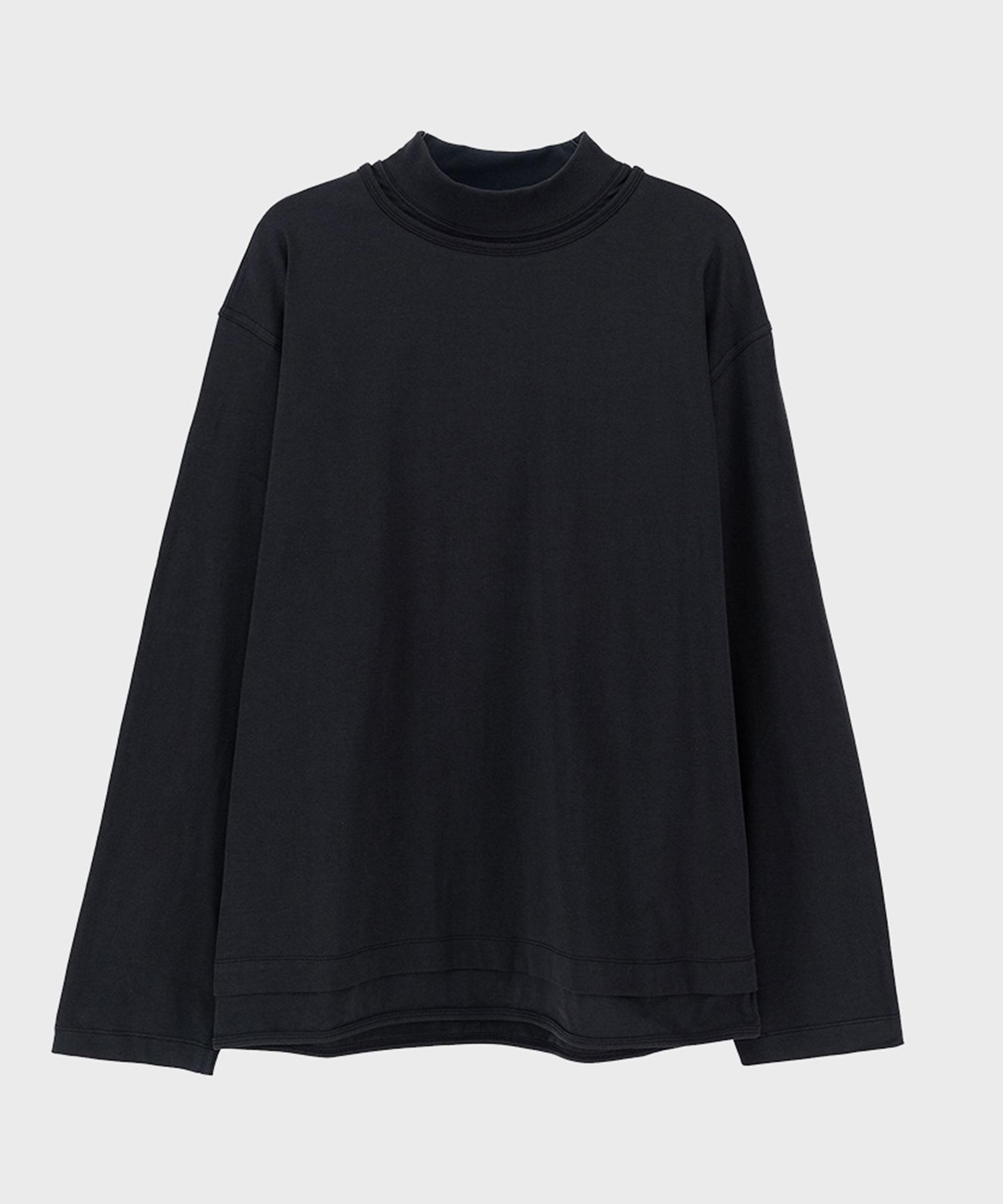 Pref Black Layerd Mock Neck Top L