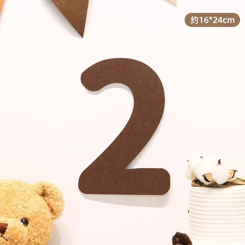 Mori Simple Felt Happy Birthday Party Digital Wall Sticker Baby First Year Party Decoration Photo Props