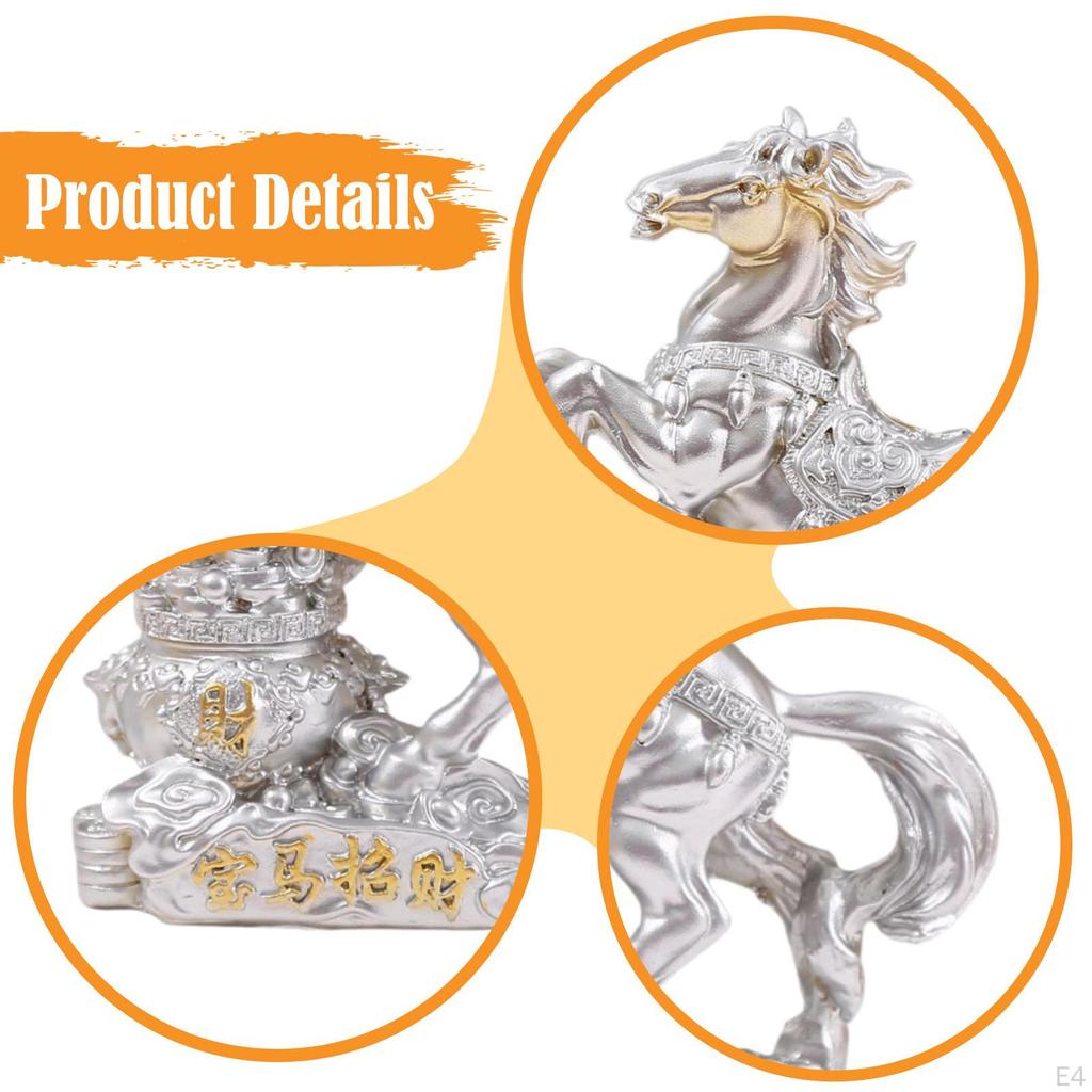 Feng Shui Figure, Decorative Sculpture Horse Art Figurine, Resin Statue for Desk Decoration