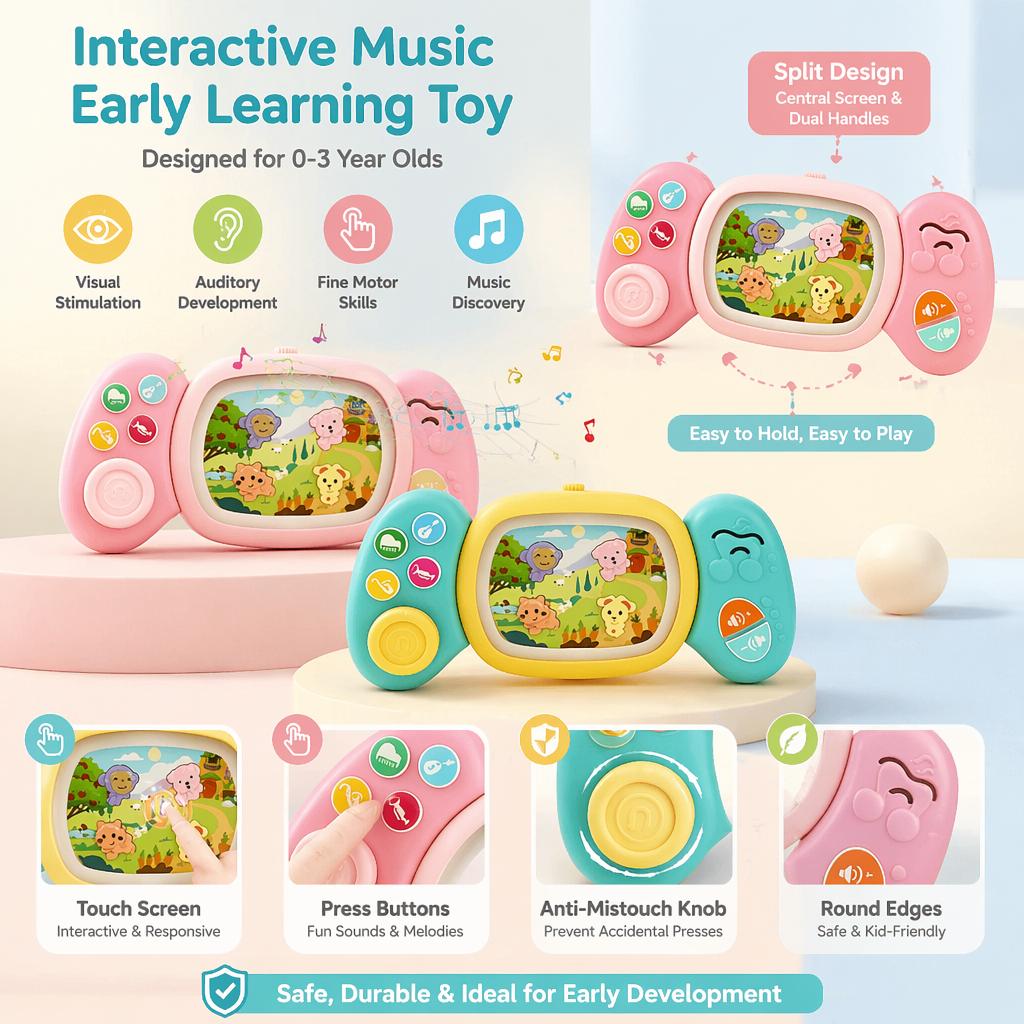 Baby Musical Game Controller Toy, Multi-Instrument Sounds, Infant Early Educational Gift