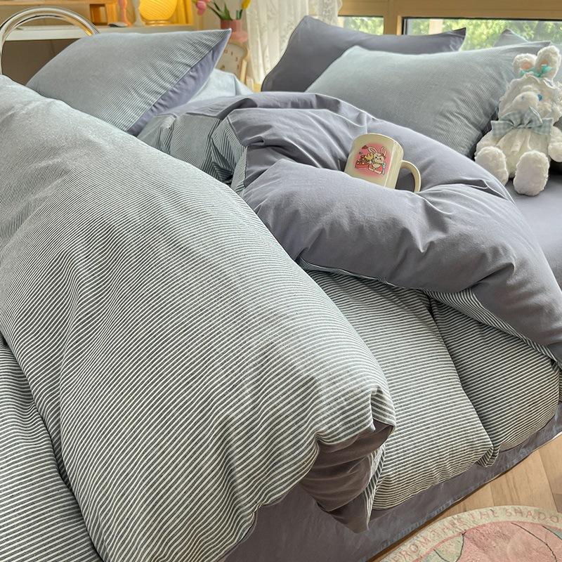Sada povlečení z čisté bavlny, čtyřdílná sada z čisté bavlny, prostěradlo z čisté bavlny, povlak na přikrývku, sada tří dílů