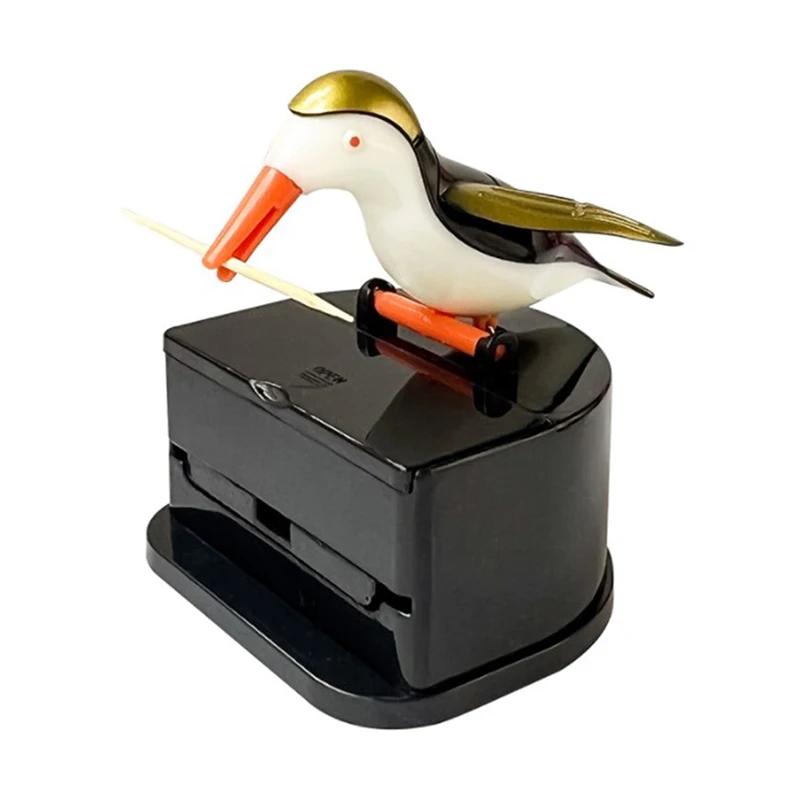 Little Bird Automatic Pop-up Toothpick Bin Woodpecker Toothpick Dispenser Jar Toothpick Holders Ornaments Dinner Table Decor