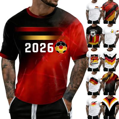 Męska koszulka z krótkim rękawem i okrągłym dekoltem z nadrukiem piłkarskim 2026 Graficzna Codzienna Sportowa Góra Lekka Wygodne Dopasowanie
