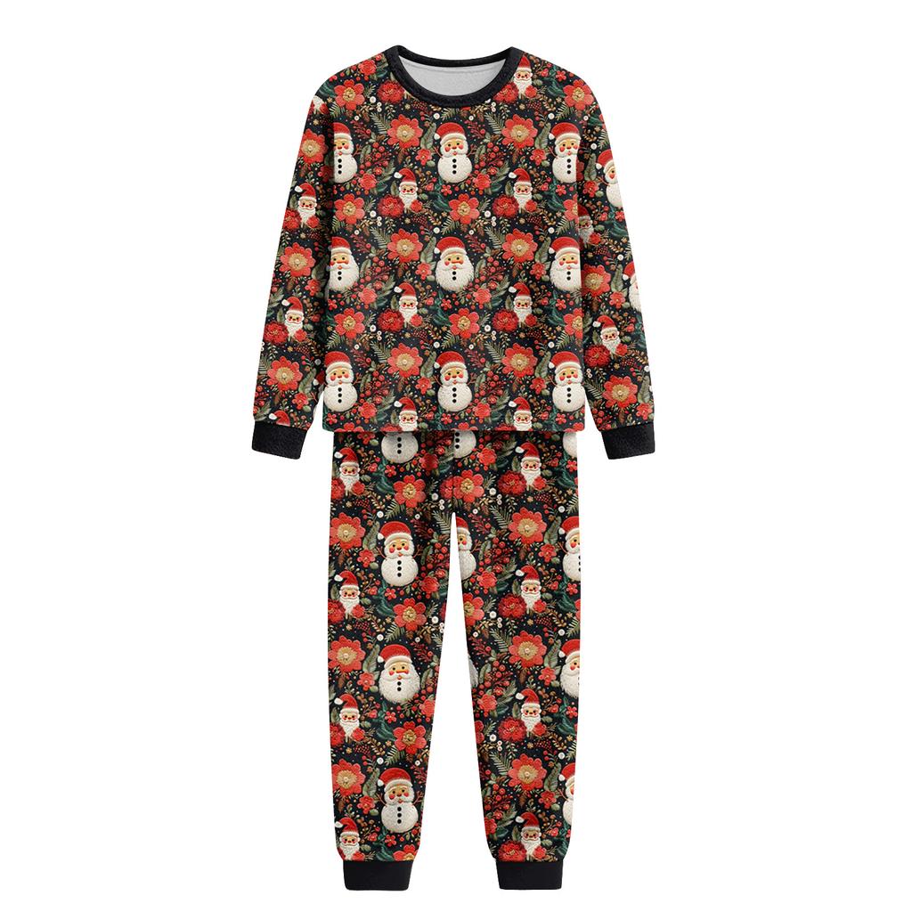 Set de pijama din flanelă cu imprimeu de Crăciun coordonat pentru familie, cu bluză cu mânecă lungă și pantaloni