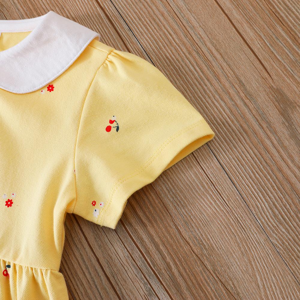 Vestido de verano para niñas de 2 a 6 años, de algodón, con cuello vuelto y manga corta.