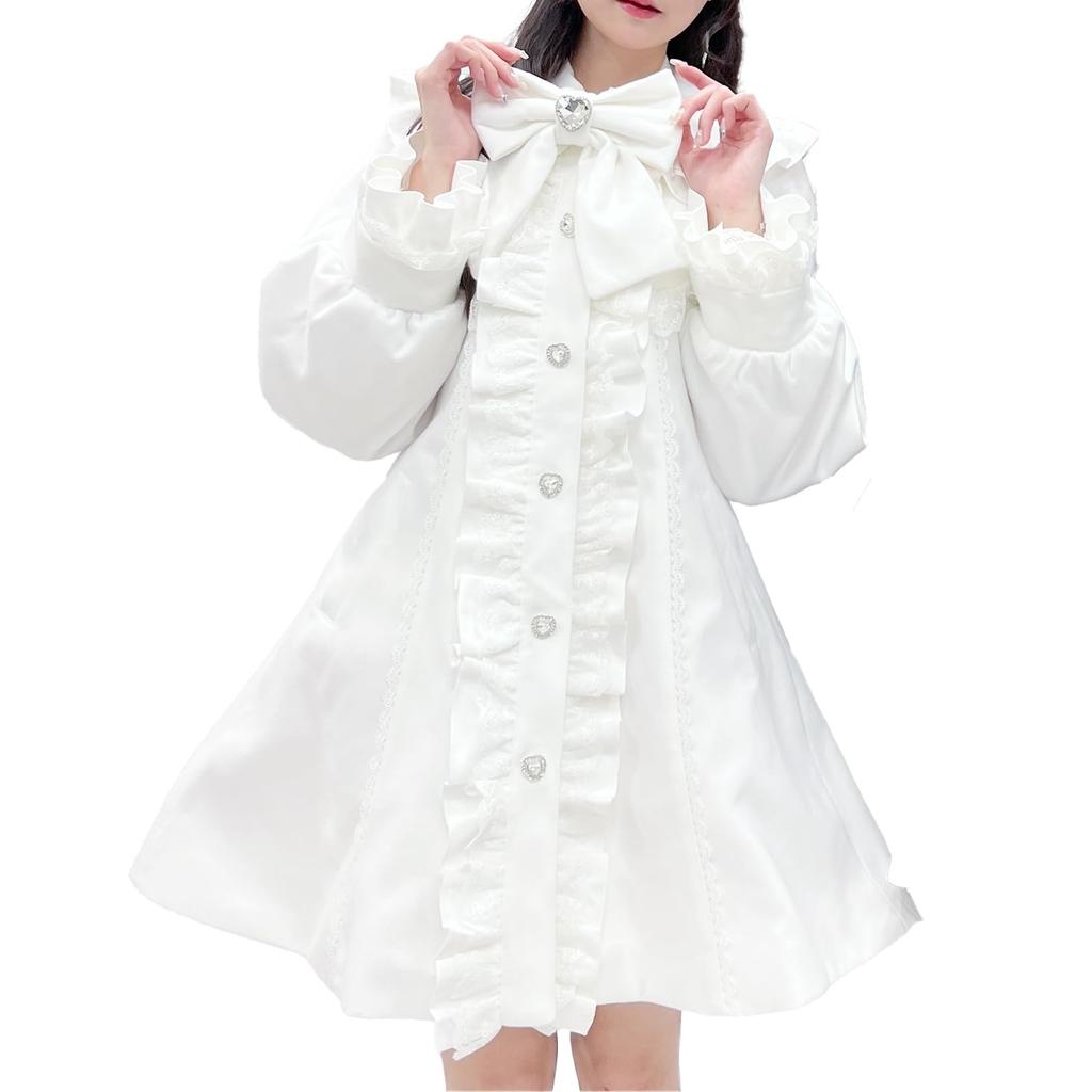 Yumetenbou Mass-produced Clothing Round Collar Yoke Ribbon Frill Coat