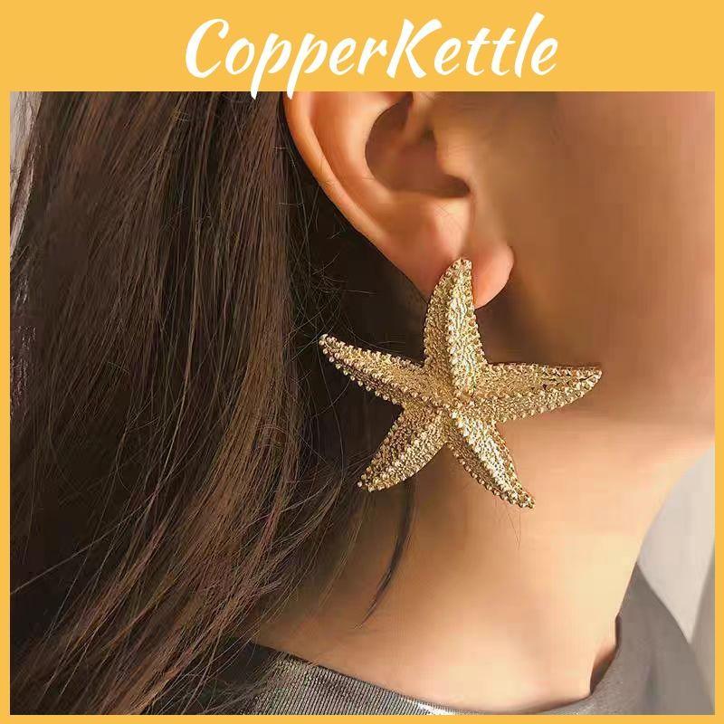 Starfish Silver Beautiful Earrings Alloy Plated Chic Summer Holiday Jewelry