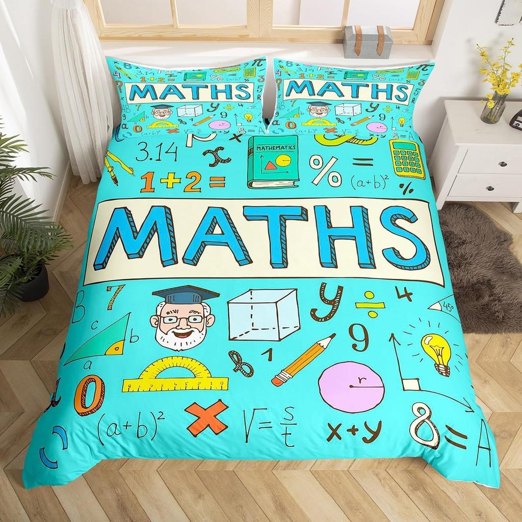 Science Formula Duvet Cover King 2/3 Pcs Math Equation Bedding Set For Boys Girls Chemical Math Geometry Subject Comforter Cover