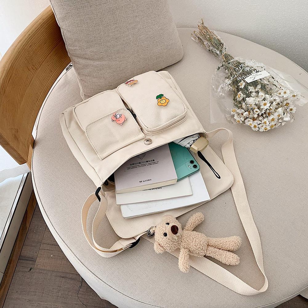 Women Crossbody Bags Japanese Harajuku Satchel Large Capacity Messenger Pouch Pendant Badges for Shopping