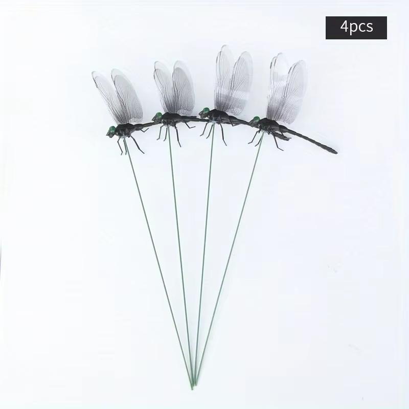 

4pcs Dragonfly Garden Stake, Plastic Yard Sign With Stake For Garden Decor, Halloween Decor, Fall Decor, Thanksgiving 4pcs чёрный