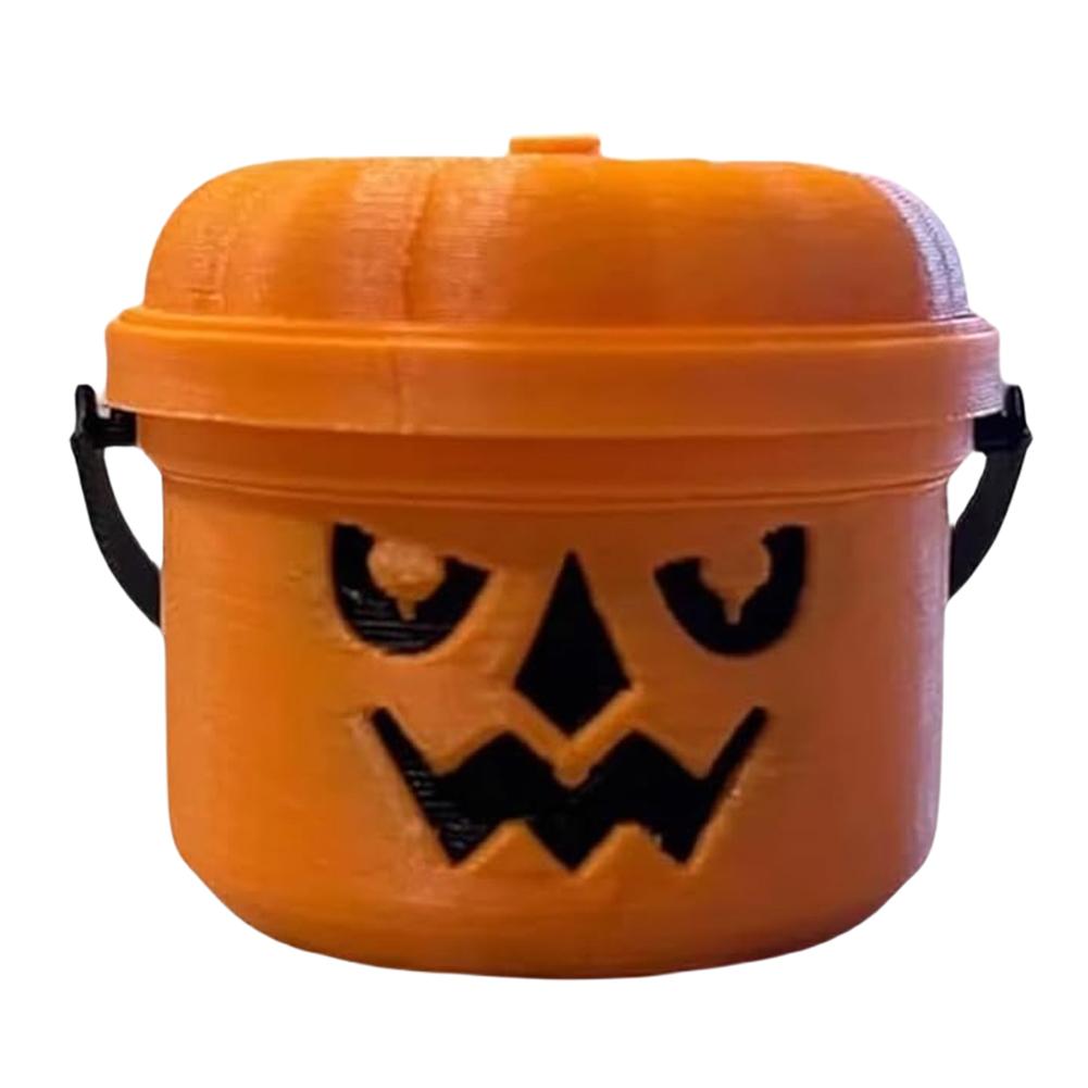 Halloween Small Pumpkin Buckets with Handles Pumpkin Candy Bowl Multi-Purpose Plastic Storage Buckets for Festival Decor