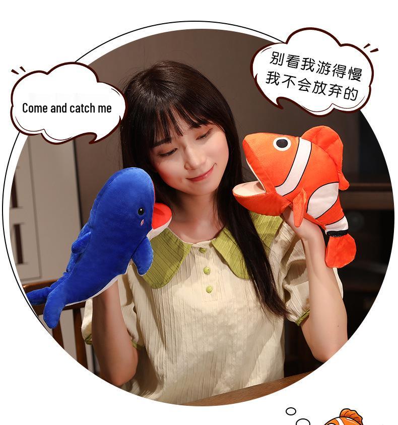 Adorable Sea Animal Hand Puppets for Kindergarten Storytelling and Parent-Child Play - Open Mouth Design