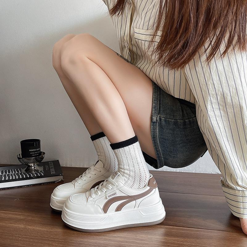 Little White Shoes Women's Platform Autumn New Heightening Casual Shoes Lace-up Single Shoes Board Shoes Running Shoes Sports Shoes
