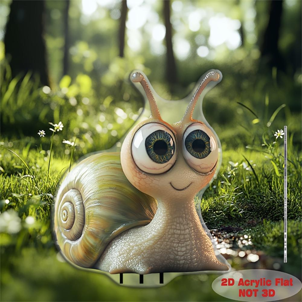 Flat 2d Cute Gardening Snail Decoration - Big Eyes Snail Sign, Outdoor Courtyard Lawn Four Seasons Holiday Decoration, Home Garden Ornaments