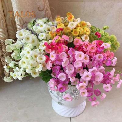 Buquê de flores de campânula de seda falsa artificial, decoração para festa de casamento em casa