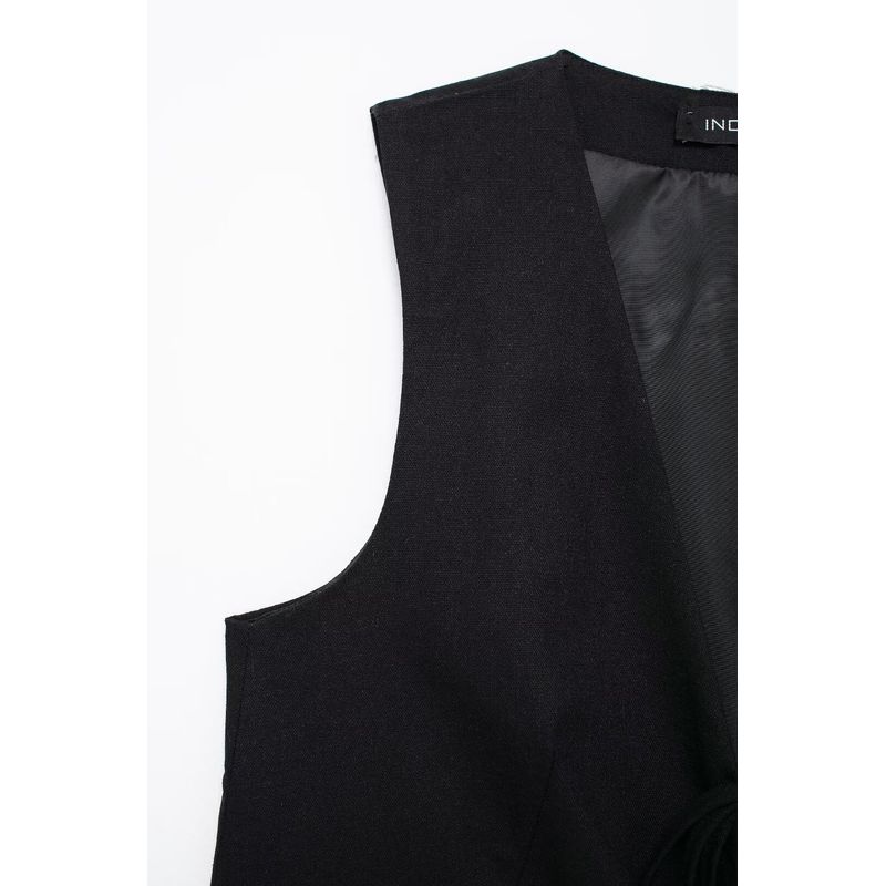 Kaslead New Arrival Women's Fashion Style Beaded Linen Vest Casual Pants 7901322 7901222