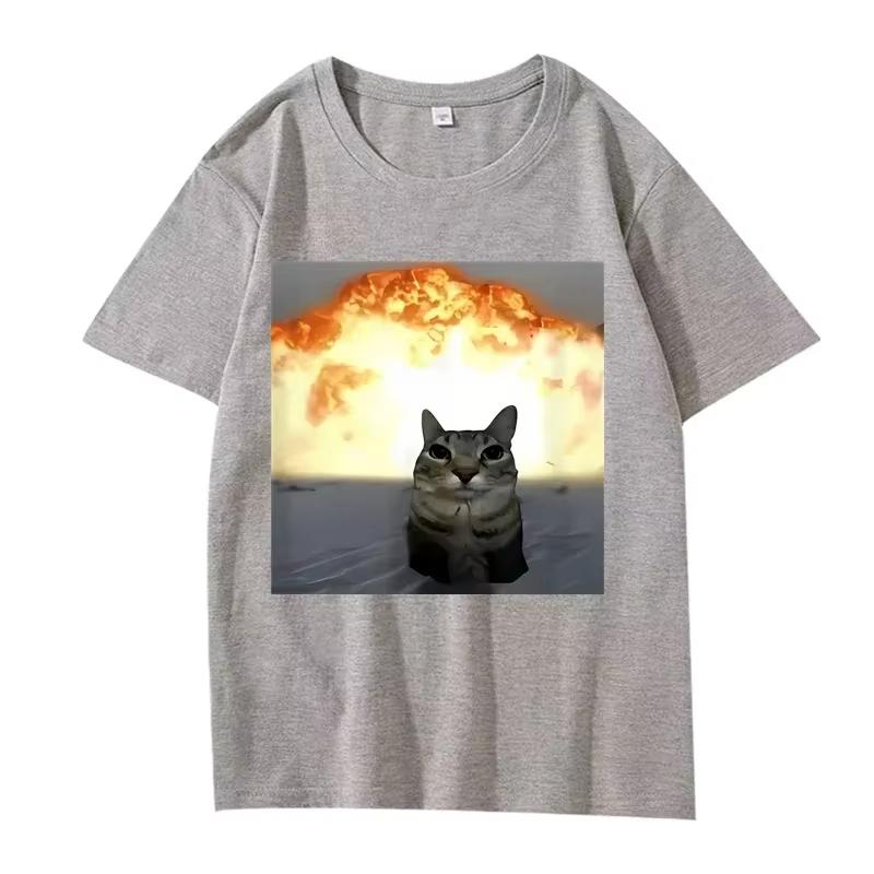 Camisetas Femeninas Con Caprichosos Patrones De Explosión De Gatos Muy Interesantes Ofertas Camisetas Neutrales Con Estampado