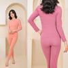 Warm Crew Neck Undershirt and Tights Breathable and Made with Delon and Long and Long Undershirts [Jzozuxvv] Women's Set, Heattech, Warm, Fiber,