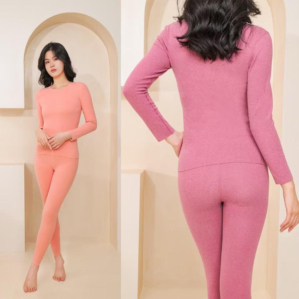 Warm Crew Neck Undershirt and Tights Breathable and Made with Delon and Long and Long Undershirts [Jzozuxvv] Women's Set, Heattech, Warm, Fiber,