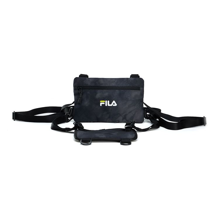 Fila Unisex Trendy Fashion Zipper Closure Fabric Shoulder Crossbody Bag Unisex bags Deep-Black T13U126122F-BK Pitch Black