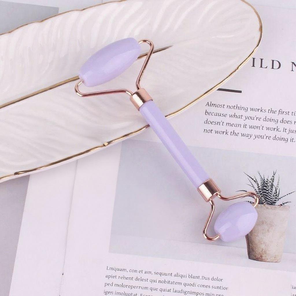 Rose Quartz Dual Roller & Heart-Shaped Resin Beauty Massager Set