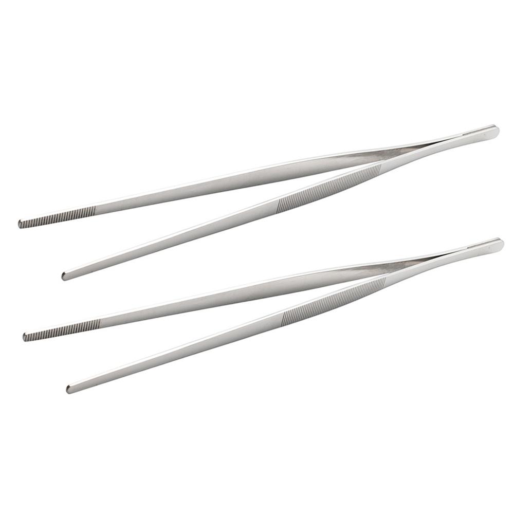

2/3/4Pcs Silver Home Garden Kitchen BBQ Tool Long Barbecue Food Tong Stainless Steel Straight Tweezer Toothed Tweezer