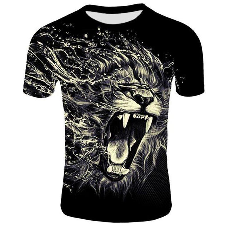Cool Lion Graphics T Shirts Summer Fashion Short Sleeve 3D Animals Printed Mens T-shirts Casual Streetwear Oversized Tees Tops