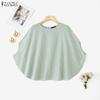 ZANZEA Women Casual Round Neck Dolman Sleeve Summer Stripe Blouse