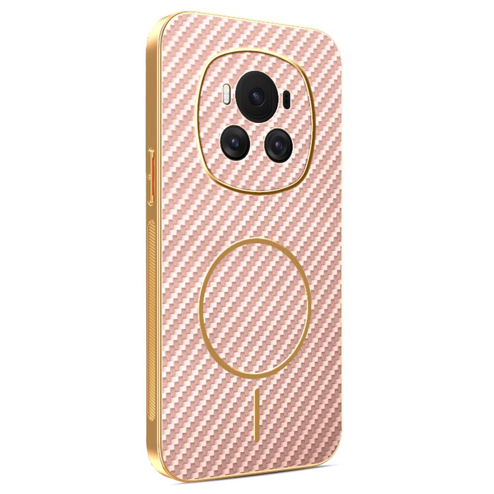 Für Honor Magic6 5G Handyhülle Carbonfaser-texturiert Galvanisierte TPU-Rückabdeckung